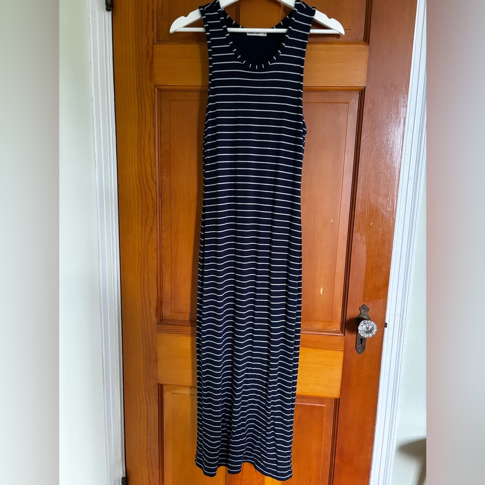 Marine Layer Navy and White Sleeveless Striped Maxi Dress